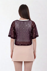 Gelaagd Croptop Met Pailletten — Pruim