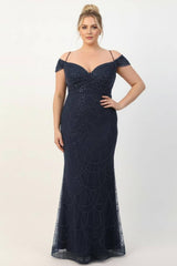 Bordeauxfarbenes Abendkleid Mit Carmenausschnitt Und Perlen (Große Größen)
